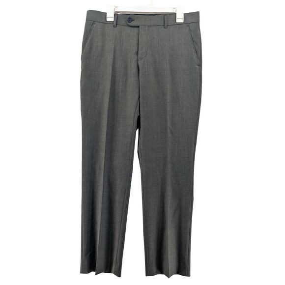 Dress Pants Gray Regular Mens Slim Fit Wool‎ Trousers S12534PS3 Business Formals - Picture 1 of 10